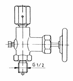 Pressure gauge shut-off valve DIN 16270